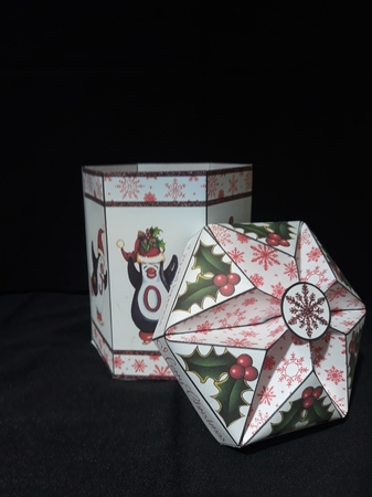 Penguin Joy Tall Fancy Topped Box by Jenny Caldwell