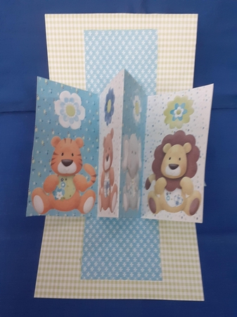 BABYS FIRST BOY TWIST & POP CARD by Jenny Caldwell