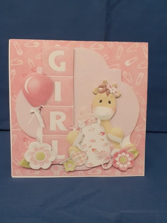 BABYS FIRST GIRL TWIST & POP CARD by Jenny Caldwell