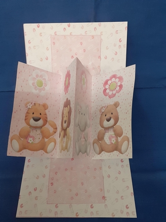 BABYS FIRST GIRL TWIST & POP CARD by Jenny Caldwell