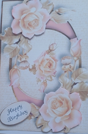 Centre Circle Golden Pink Roses A5 by Jenny Caldwell
