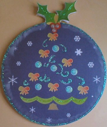 Blue Christmas Baubles with Christmas Tree & Snowflakes by Jenny Walton