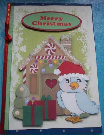 Cute Little Bluebirds Celebrating Christmas by Jenny Walton