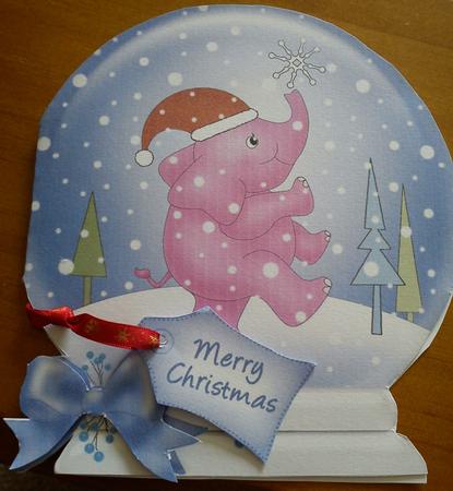 Xmas Elephant Snow Globe by Jenny Walton