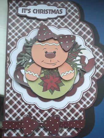 Christmas Cookie Scallop Card Front with Decoupage by Jenny Walton