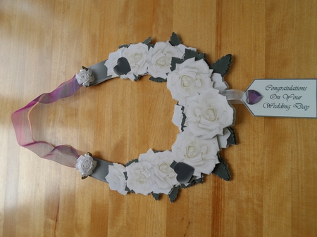 Beautiful White & Black 3D Decoupaged Lucky Wedding Horsesho by Jessica Vine