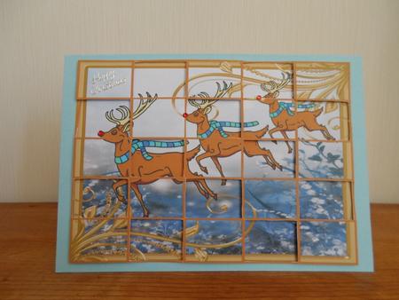 Blue Running Reindeer Patchoupage by Jessica Vine