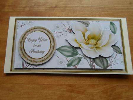 Cream Magnolia 65th Birthday Dl Decoupage Topper by Jessica Vine