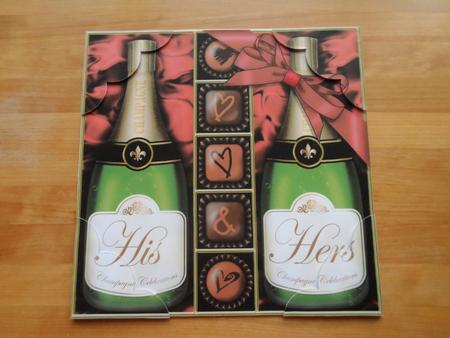8 x 8 His N Hers Champers N Chocs Scalloped Corner Topper by Jessica Vine