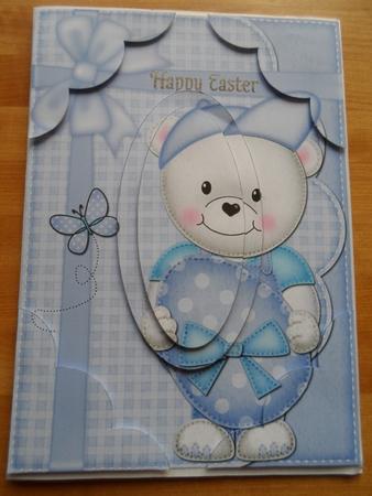 A5 Teddy Ed Easter Egg Scallop Corners and Pyramage by Jessica Vine