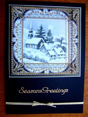 Christmas Village 2 Spiral Edge Stacker Card Front by Jill Duncanson