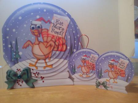 3D Xmas Percy Turkey Snowglobe Circle Pyramage Card by Jill Holdridge