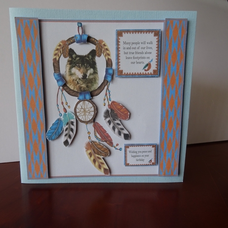 8 x 8 Wolf dreamcatcher quick card front by Jillian Bond