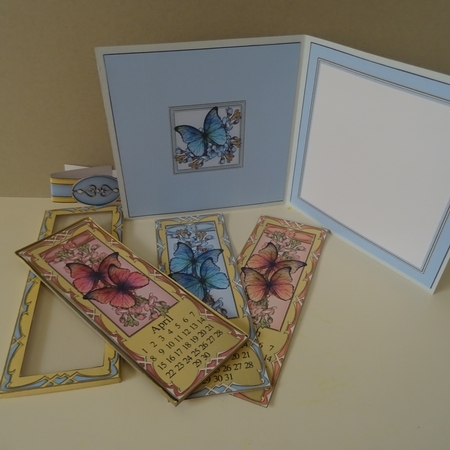 Butterfly & Flowers Bookmark Calendar Fold Card Kit by Jillian Bond
