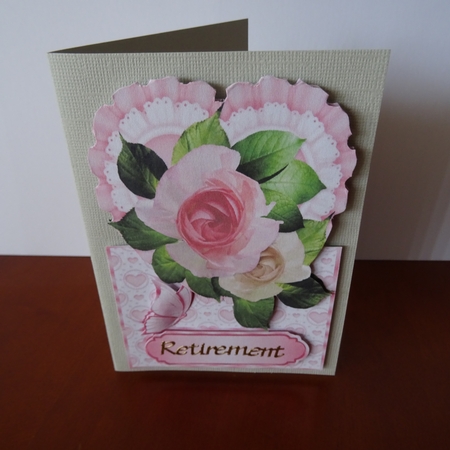 Pink Roses on a Frill Heart Over the Edge Card by Jillian Bond
