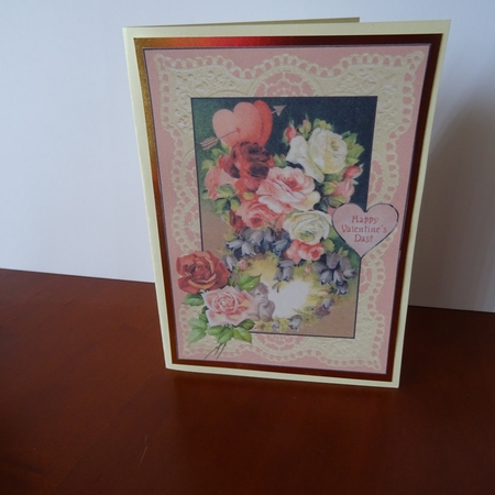 Vintage Victorian Roses & Buebells Cupid Quick Card by Jillian Bond