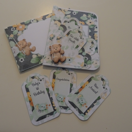 Gender neutral Milestones Scallop Pocket Card Kit with Envelope by Jillian Bond