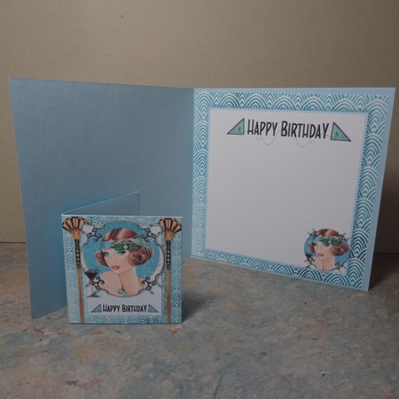 Art Deco female birthday card insert and tag for topper for 6x6 card Featured Gallery Photo