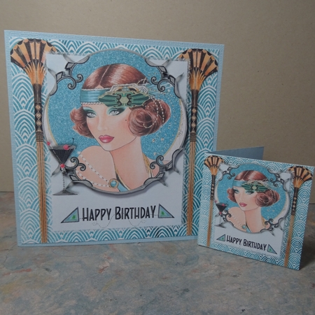 Art Deco female birthday card insert and tag for topper for 6x6 card by Jillian Bond