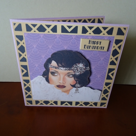 Art Deco female birthday card topper for 6x6 card by Jillian Bond