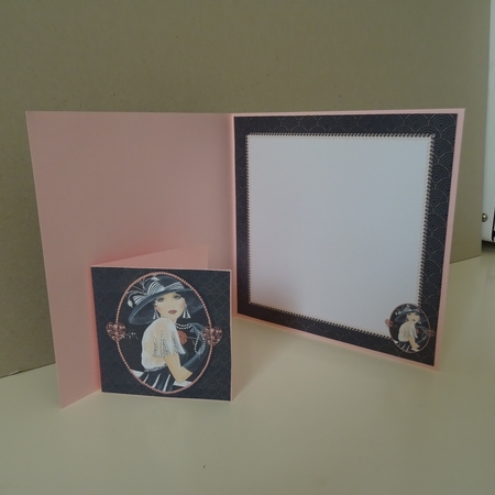 Art Deco female birthday card insert and tag for topper for 6x6 card by Jillian Bond
