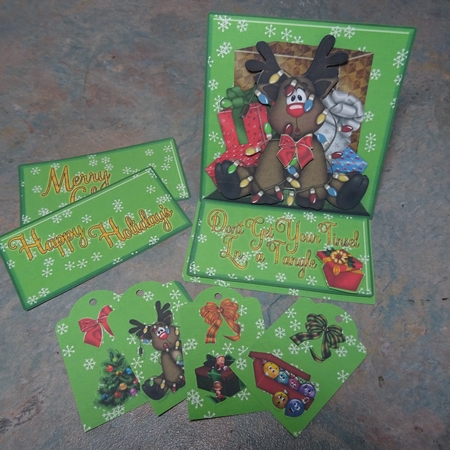 Reindeer Easel Card 1 by Jillian Bond
