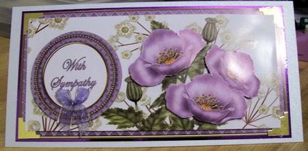 Lilac Poppies in Sympathy Dl Decoupage Topper by Jillian Liddle