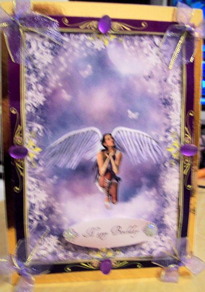 Beautiful Angel in Purple Frame + Greetings by Jillian Liddle