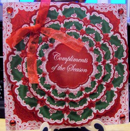 Red Holly Compliments of Season 3D Doily Card Mini Kit by Jillian Liddle