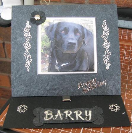 Black Labrador Portrait 3D Decoupage with Background by Jo-Anne Kacer