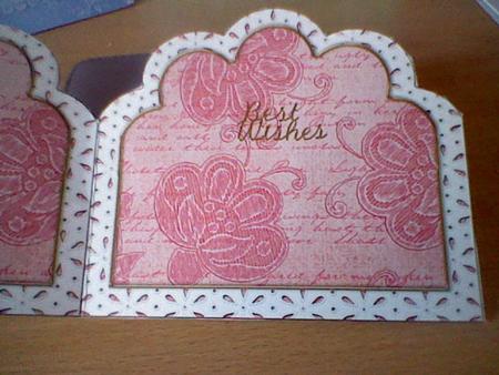 Single Pink Rose Embroidery Anglaise Matching Card Insert by JO LOCKWOOD