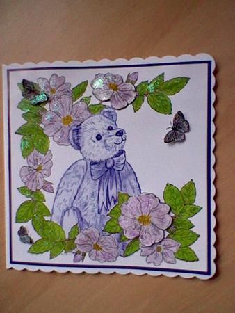 Roses Blue Teddy Bear & Butterfly 8 x 8 Digi Stamp Sheet by JO LOCKWOOD