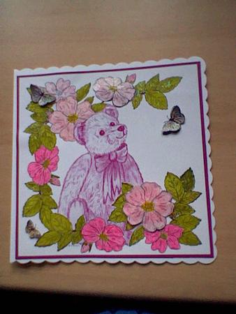 Roses Pink Teddy Bear & Butterfly 8 x 8 Digi Stamp Sheet by JO LOCKWOOD