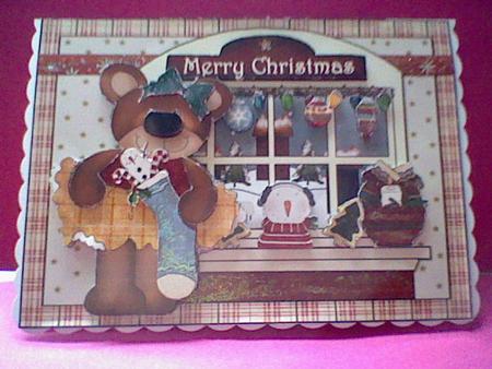 Bears Christmas Window Card Front and Decoupage by JO LOCKWOOD
