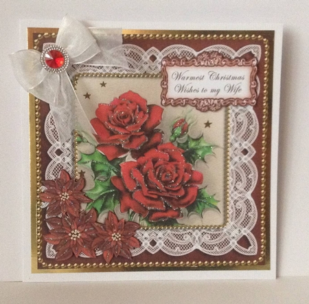Red Roses Warmest Wife 8in Sentiment Topper by Joan Mary Smith