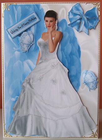 Pretty Lady with Blue Butterflies by Joan Mary Smith