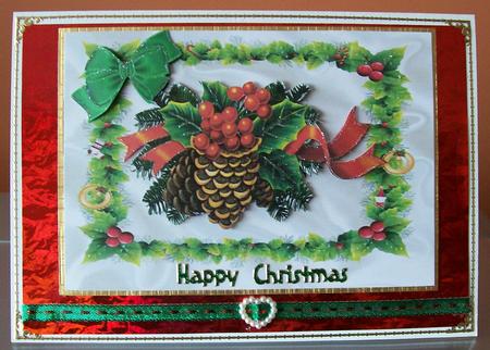 Pine Cone and Red Berries with Holly by Joan Mary Smith
