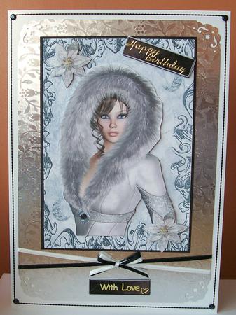 Pretty Lady with White Poinsettias by Joan Mary Smith