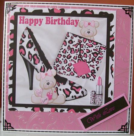 Pink/black Shoe with Teddys and Handbag by Joan Mary Smith