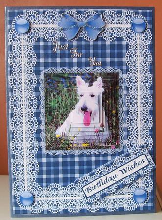 Scottie 'n Lace A5 Pyramid Card Front by Joan Mary Smith