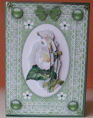 Calla Lily 'n Butterfly Lace A5 Pyramid Card Front by Joan Mary Smith