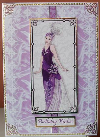 Art Deco Lace Frame 'n Satin A5 Card Bases 10 by Joan Mary Smith