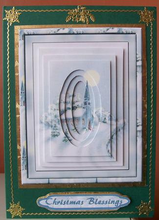 Christmas Eve Carol Service Double Pyramid Card Front by Joan Mary Smith