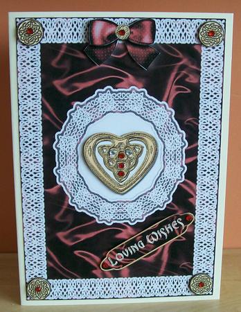 Celtic Heart, Satin 'n Lace A5 Step by Step Card Front by Joan Mary Smith
