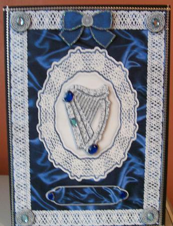 Celtic Harp, Satin 'n Lace A5 Step by Step Card Front by Joan Mary Smith