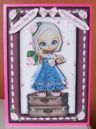 Whose a Big Girl - A5 Step by Step Card Front by Joan Mary Smith