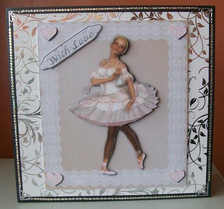 Ballerina & Lace Decoupage Quick Card Front by Joan Mary Smith
