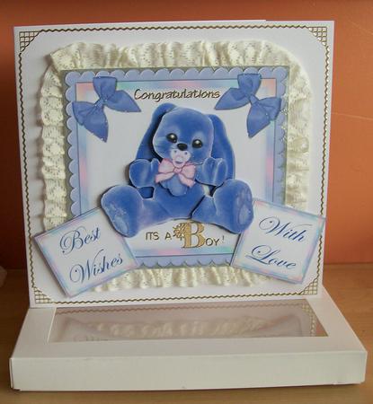 Baby Bear Decoupage Quick Card Front by Joan Mary Smith