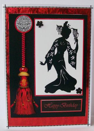 Oriental Lady & Tassel Digi Card Topper by Joan Mary Smith
