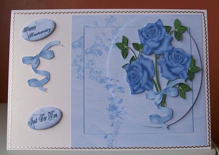 Blue Roses and Ribbon by Joan Mary Smith